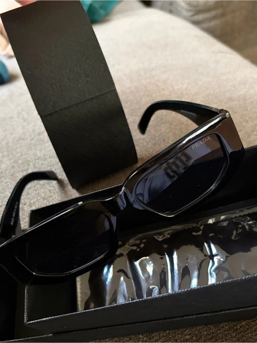 Prada Black Box with Gold Logo - Men Accessories Sunglasses